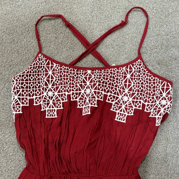 FOREVER 21 NWT Women’s Adjustable Pleated Romper / Swim Cover Up - red, size S - Picture 2 of 6